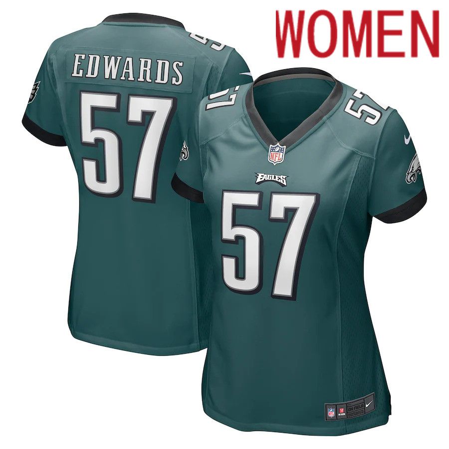 Women Philadelphia Eagles #57 T.J. Edwards Nike Midnight Green Game NFL Jersey